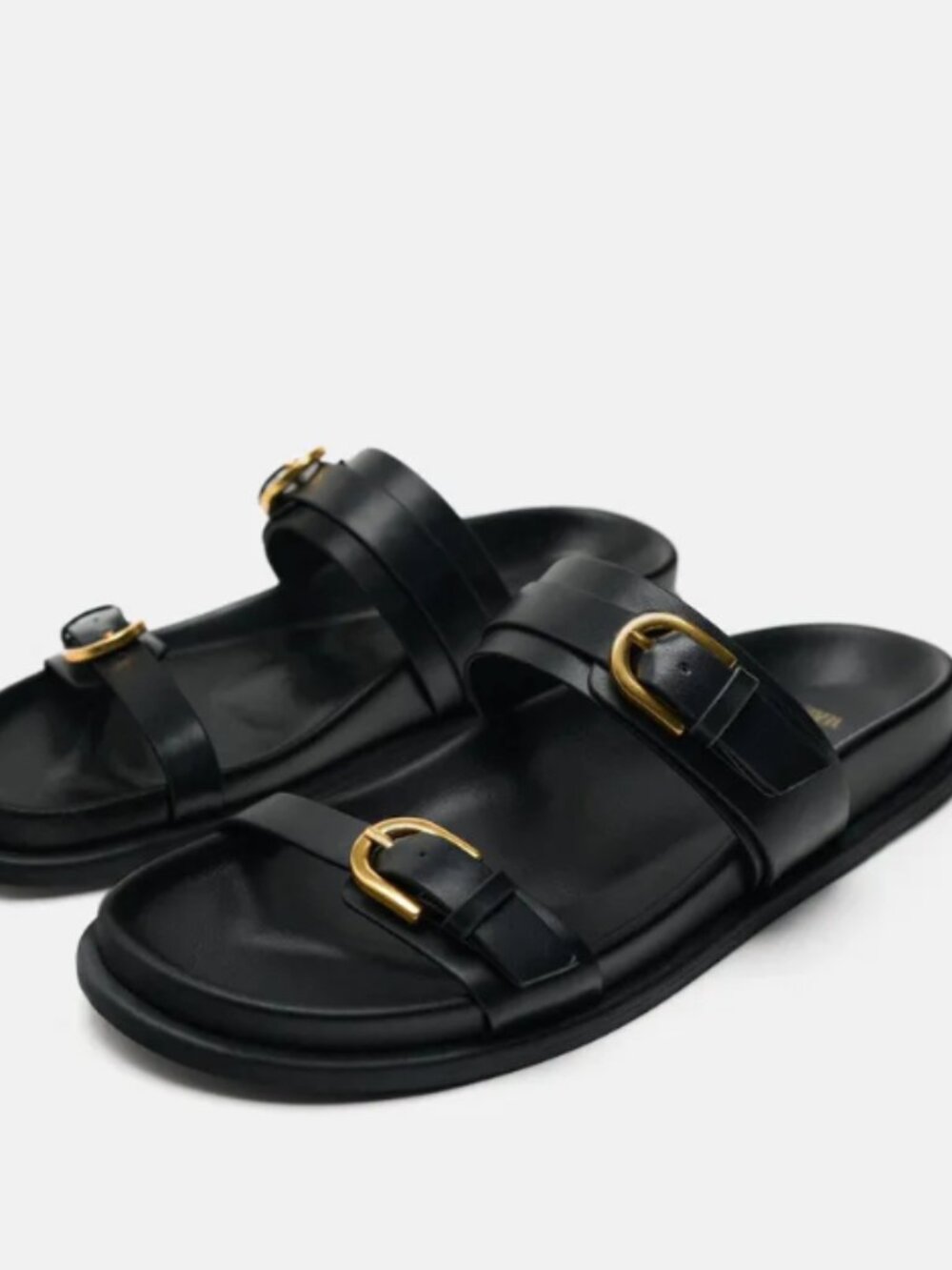 Zara Buckled Flat Slider Sandals